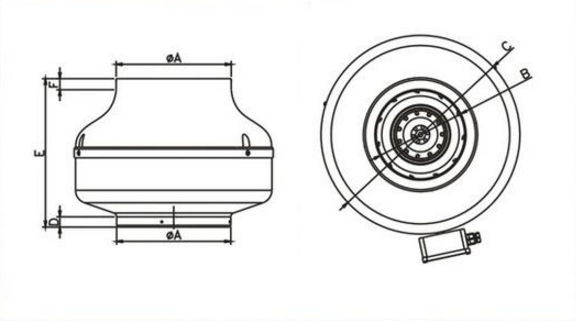 Габаритные размеры канального вентилятора Dospel WK 250
