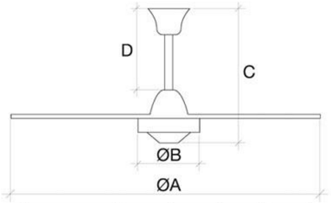Габаритные размеры потолочного вентилятора Seler&Palau HTB 150 N 
