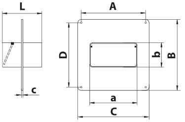 Габаритные и монтажные размеры 5551 Соединитель плоских каналов с пластиной и клапаном Габаритные и монтажные размеры 5551 Соединитель плоских каналов с пластиной и клапаном