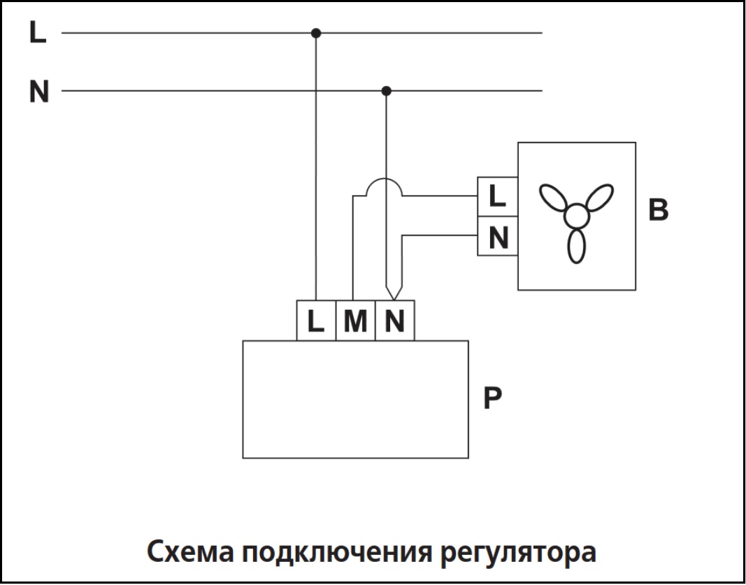 Схема подключения регулятора скорости ВЕНТС РС-1-400