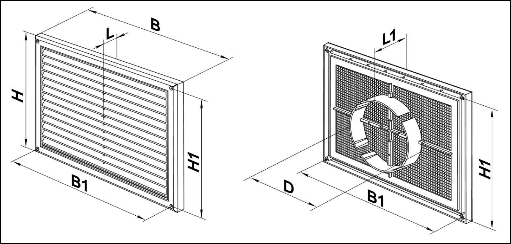 Габаритные размеры приточно-вытяжной решетки ВЕНТС МВ 170 ВДс