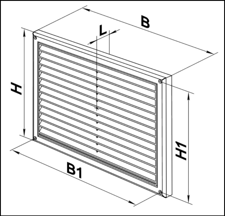 Габаритные размеры приточно-вытяжной решетки ВЕНТС МВ 170 с Габаритные размеры приточно-вытяжной решетки ВЕНТС МВ 170 с
