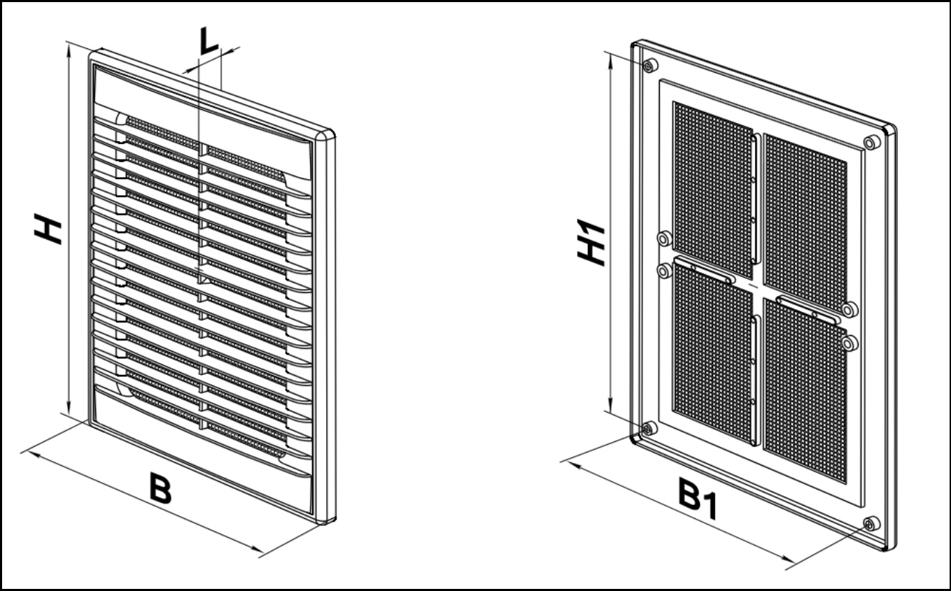 Габаритные размеры приточно-вытяжной решетки ВЕНТС МВ 126 с