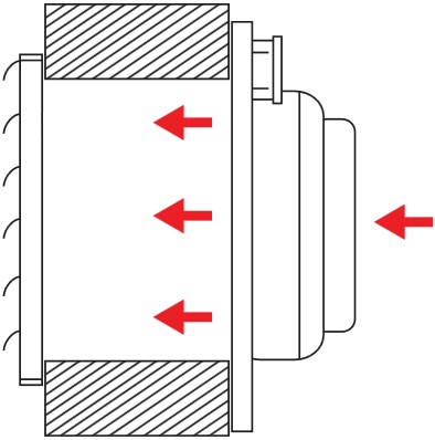 Вариант монтажа канального вентилятора ВЕНТС ВЦ-ВН 100 Б