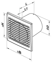 Габаритные размеры вентилятора Домовент 125 С1
