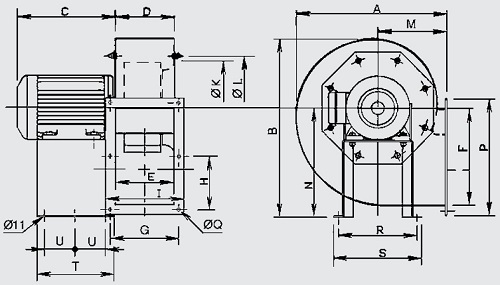 Габаритные размеры вентилятора Soler&Palau CMT/2-280/115-3.0