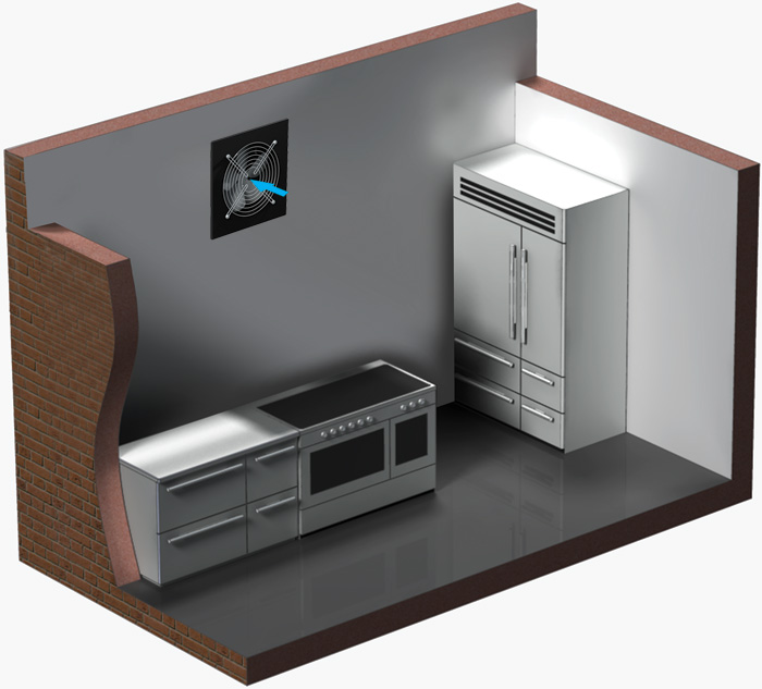 Вариант монтажа вентилятора ВЕНТС ОВ1 250