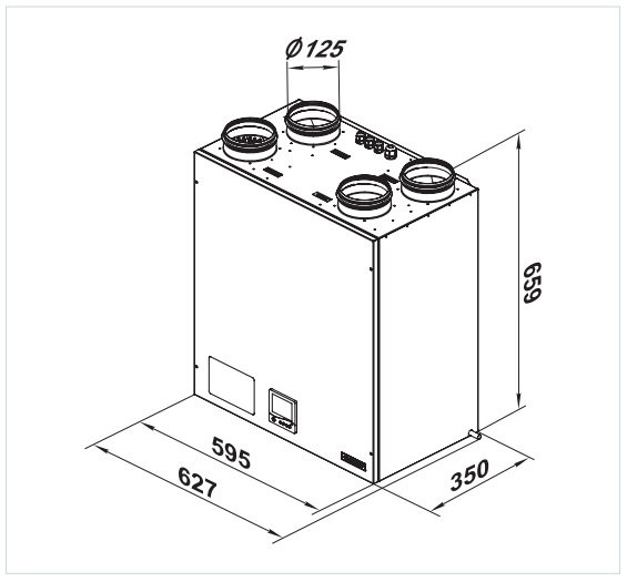 Технические характеристики приточно вытяжной установки с рекуперацией тепла ВЕНТС ВУТ 301 ЭВ мини ЕС
