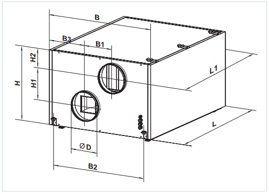 Технические характеристики приточно вытяжной установки с рекуперацией тепла ВЕНТС ВУТ 400 ЭГ ЕС ЭКО