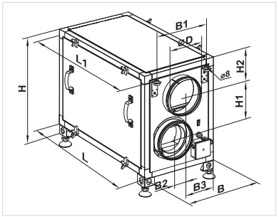 Габаритные размеры приточно-вытяжной установки ВЕНТС ВУТ Г