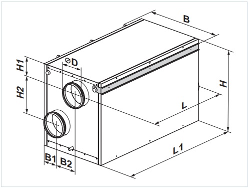 Габаритные размеры приточно-вытяжной установки ВЕНТС ВУТ Г ЕС